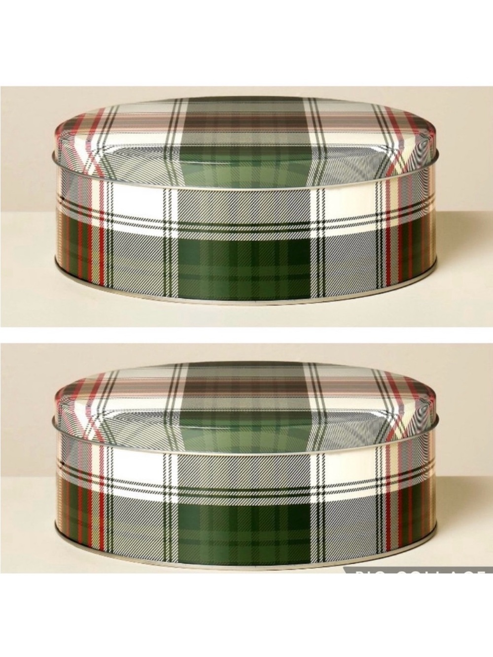 **Set of 2** Hearth & Hand Christmas Cookie Gift Tins Holiday Plaid BRAND NEW
